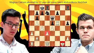 Magnus Carlsen stunned by 17-year-old super talent Abdusattorov Nodirbek  | World Rapid  chess 2021