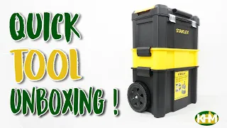 Quick Unboxing Stanley 80-151 Metal Latch Plastic Tool Box Set with Trolley  Rolling Workshop