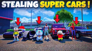 Super Cars Stealing Challenge In GTA5 With Shinchan Doraemon Nobita & Spiderman😱 Full Fun🤣