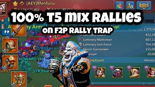 F2P RALLY TRAP TAKES 100% T5 MIX RALLIES BACK TO BACK || 3 11K BARON CAME FOR RESCUE LORDS MOBILE