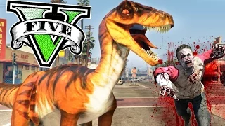 DINO VS ZOMBIES !! EPICO GTA 5 MODS BATALLA ZOMBIES CON VELOCIRAPTOR EN GTA V MOD Makiman