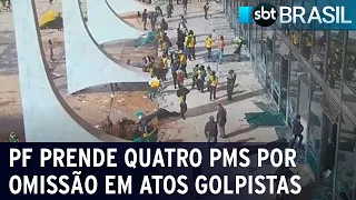 PF prende quatro policiais militares do DF por omissão em atos golpistas | SBT Brasil (07/02/23)