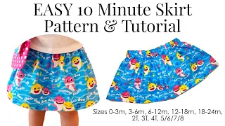 Learn to Sew an EASY Beginners 10 Minute Skirt  Tutorial - Newborn, Babies and Girls Sewing Pattern