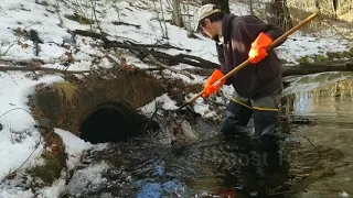 Huge Blockage Unclogging Culvert UNCUT