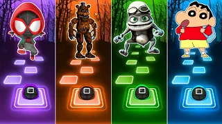 Spiderman vs FNAF vs Crazy Frog vs Shinchan | Tiles Hop EDM Rush