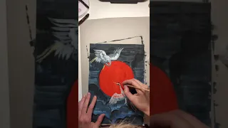 Видеоурок рисования «Японский журавль», часть 2