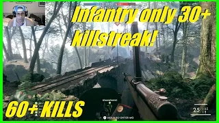 Battlefield 1 - Huge 34 player infantry only killstreak! | Argonne forest: Best map! (60+ kills)