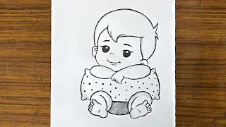 Cute baby drawing easy step by step  || How to draw a cute baby boy || Pencil sketch for beginners