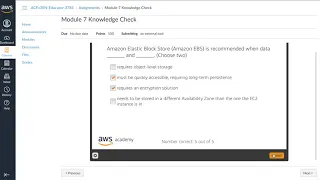 AWS Academy Cloud Foundation - Module 7 Knowledge Check - 2022 Version