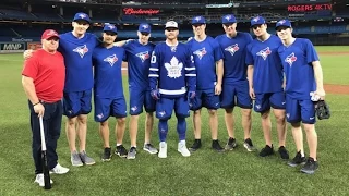 Toronto Maple Leafs batting practice Blue Jays 2017 - Auston Matthews Mitch Marner