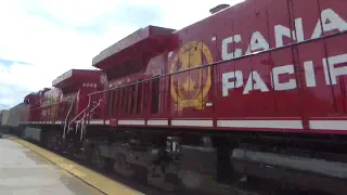 FLYING 70 MPH BNSF/CP intermodal train past La Plata, MO