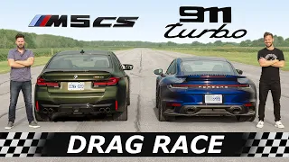 2022 BMW M5 CS vs Porsche 911 Turbo // DRAG & ROLL RACE + Surprise Contender