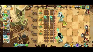 PvZ 2: Wild West Day 23 (Don't lose more than 2 plants / Don't let the zombies trample the flowers)