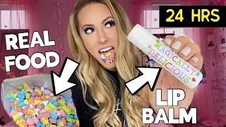 Letting my LIP BALM COLLECTION Choose what I eat for 24 HOURS 😵‍💫😱 *BAD IDEA*