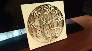 My first shadow box project - deer scene scroll saw pattern