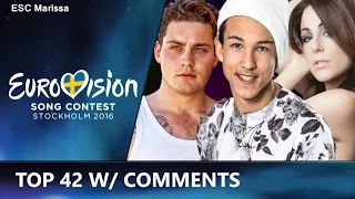 Eurovision 2016 l MY FINAL TOP 42 l W/ Comments & Rankings