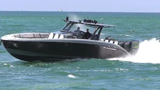 5 Motor Midnight Express Full Throttle Entrance! - At Haulover Inlet Near Miami Beach Florida USA