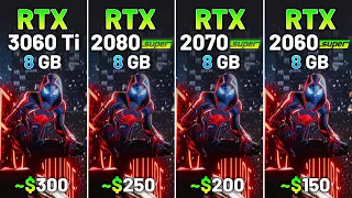 RTX 3060 Ti vs 2080 SUPER vs 2070 SUPER vs 2060 SUPER - Test in 20 Games in 2024