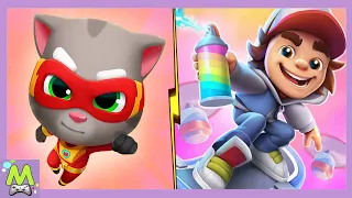 Talking Tom Hero Dash vs Subway Surfers Tag.Супергерой Том против Нового Сабвей Серфа.Кто Круче