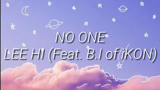 LEE HI (이하이) 'NO ONE' ( 누구 없소) (Feat. B.I of iKON) Easy Lyrics