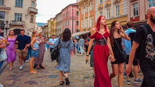 Ukraine, Lviv ❤️ Saturday vibe: Walk near the Lviv City Hall. Walking Tour [ 4K HDR - 60 fps ] 2023