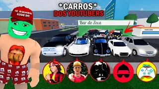 FUGA da POLÍCIA com CARROS de YOUTUBERS FAMOSOS!! 🥰🔥 |Roblox