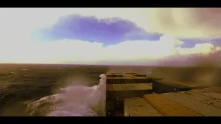 Ship on Black Sea going through a storm passing through large waves.  Ambience ASMR  8 HOURS