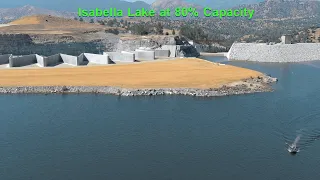 Isabella Lake 80% Capacity,  Isabella Dam, Hydroelectric Plant, Amazing Epic Fly over  .