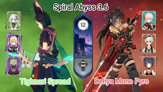 C0 Tighnari Spread & C0 Dehya Mono Pyro - Spiral Abyss 3.6 - Floor 12 9 star | Genshin Impact