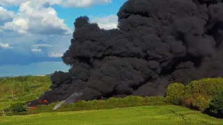 DRONE FOOTAGE, DRONE FOOTAGE. Massive Fire At Ranskill Used Tyre Depot - DJI Mini 2