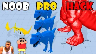 NOOB vs PRO vs HACKER in DINO CROWD with CHOP SHINCHAN and FRANKLIN