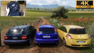 Forza Horizon 5 - FORD FOCUS RS VS MEGANE RS VS GOLF VR6 - CONVOY with THRUSTMASTER TS-XW -TH8A - 4K