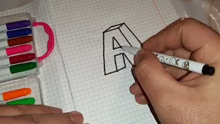 how to draw 3d letter A / рисовать букву А / а харфини чизиш