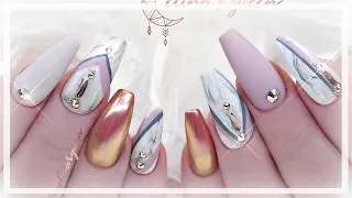 NAIL ART TUTORIAL | MARBLE & ROSE GOLD CHROME BALLERINA GEL NAILS | WATCH ME WORK & CHIT CHAT