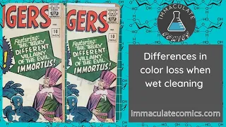 Color loss Differences in different copies of the same comic book during wet cleaning