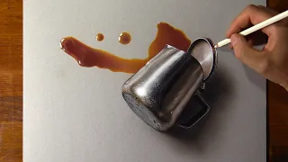 How to draw a spilled coffee jug - Time Lapse (Long Version)