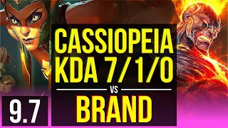 CASSIOPEIA vs BRAND (MID) | 2 early solo kills, KDA 7/1/0, Dominating | NA Challenger | v9.7