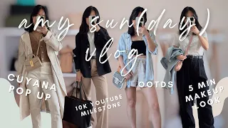 AMY SUN(DAY) VLOG: cuyana pop up in dc, 5 min makeup, hitting 10k subscribers 🤍