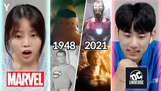 ‘Marvel & DC 진화’를 처음 본 한국인 남녀의 반응 | Y