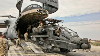 Loading 3 Apache Helicopters into a Single C-5 Galaxy Transport Aircraft in Afghanistan