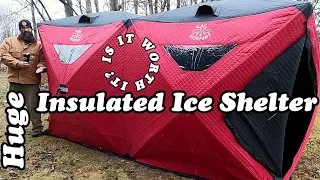 Massive Double Hub Insulated Ice Shelter ~ Review Deerfamy Shanty
