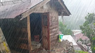 walking when heavy rain poured down on my village in the afternoon, a beautiful Indonesian village