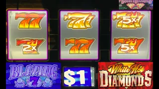 15X! NEW! WHITE HOT DIAMONDS + BLAZING $7$ + 5 REEL DOUBLE DIAMOND SLOT PLAY! FREE GAMES! NICE WINS!