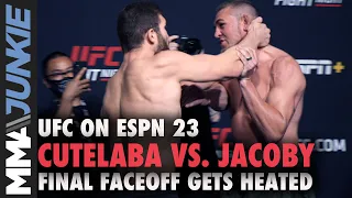 Ion Cutelaba, Dustin Jacoby get physical at faceoff | UFC on ESPN 23 staredown