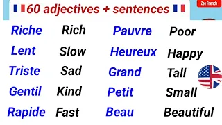 60 Adjectives + Sentences in French_for Beginners. ★ | 60 Adjectifs + Phrases en Français.✅📚