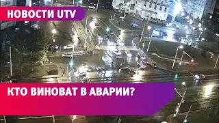 В Уфе произошла авария с участием двух автомобилей. От удара их раскидало в разные стороны