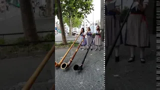 Alphorn being played in Basel Switzerland