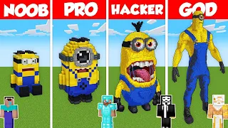 MINION STATUE HOUSE BUILD CHALLENGE - Minecraft Battle: NOOB vs PRO vs HACKER vs GOD / Animation