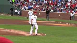 Derek Holland's 1st pitch 2011 ALDS Game 2 Rangers vs Rays