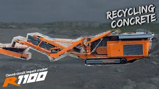 Rockster Closed-Circuit R1100 impactor recycling concrete in Florida, USA